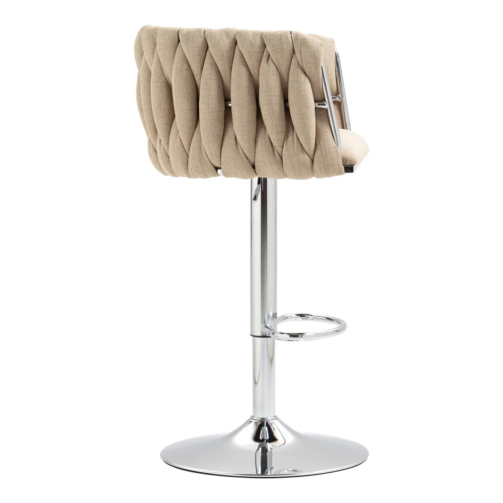 Fabric Cover Swivel Bar Stools Set of 2, Adjustable Counter Height Bar Chairs with Woven Back & Footrest