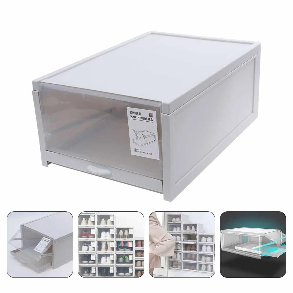 

1Pcs Transparent Lid Shoe Storage Box Heavy-Duty Load-Bearing Pull-Type Design Organized Home Shoe Case Compact Space-Saving