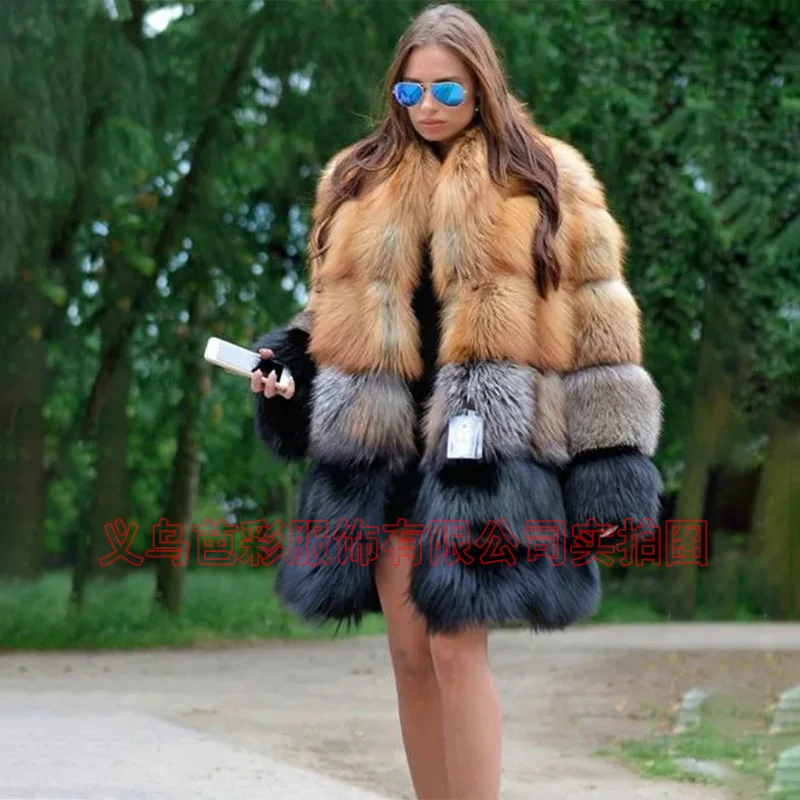 

Women's Autumn/Winter Tops Coats Jackets Faux Fur Medium Length Luxury Patchwork Color Blocking Loose Casual Advanced Versatile