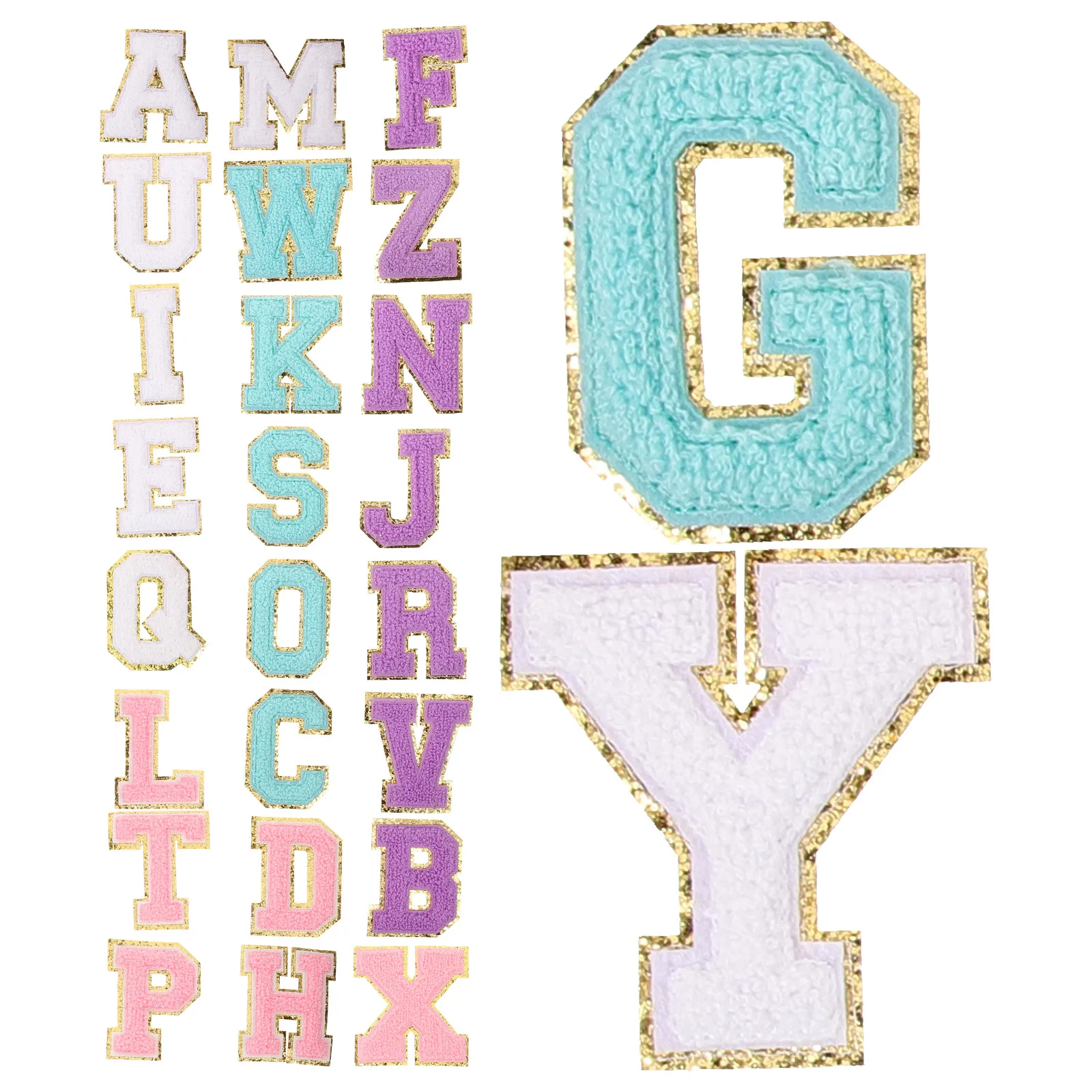

26 Alphabet Embroidered Patches Chenille Letters Iron On DIY Cloth Sticker for Fabric Clothes Backpack Colored Appliques Sewing