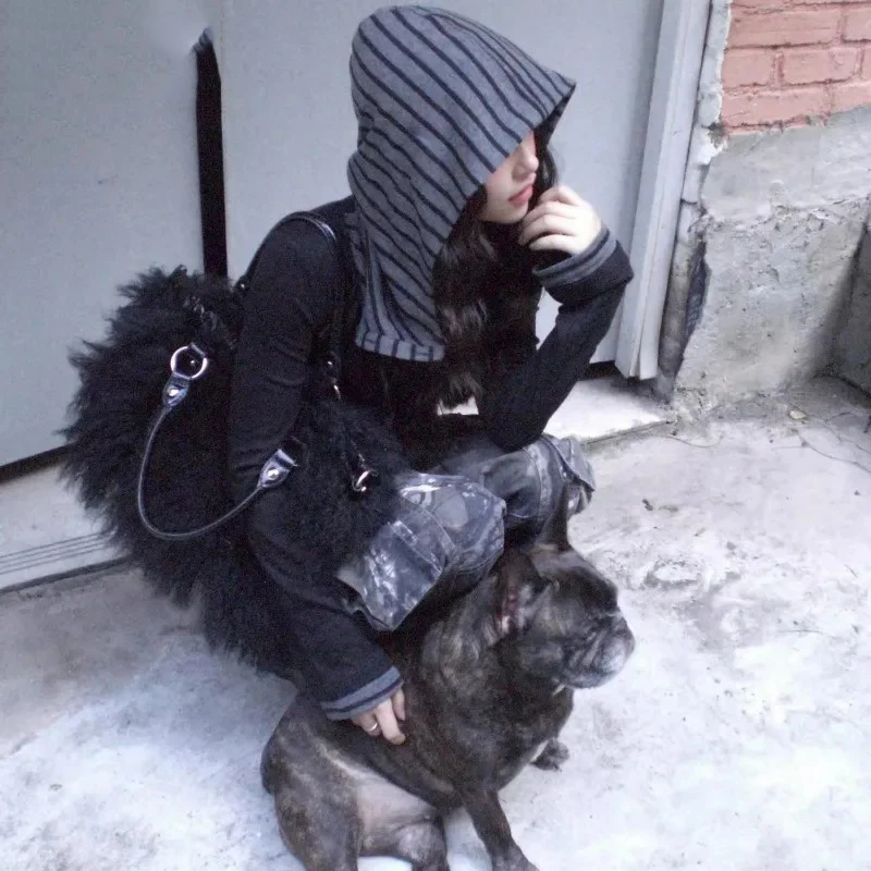 

Women T Shirts Striped Patchwork Long Sleeve Slim Vintage Autumn Fashion Y2k Aesthetic Harajuku Tops Female Casual