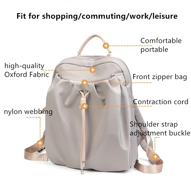 Fashion Backpack Female Korean Version of Tide Schoolbag Oxford Canvas Small Backpack for College Students Pink Black