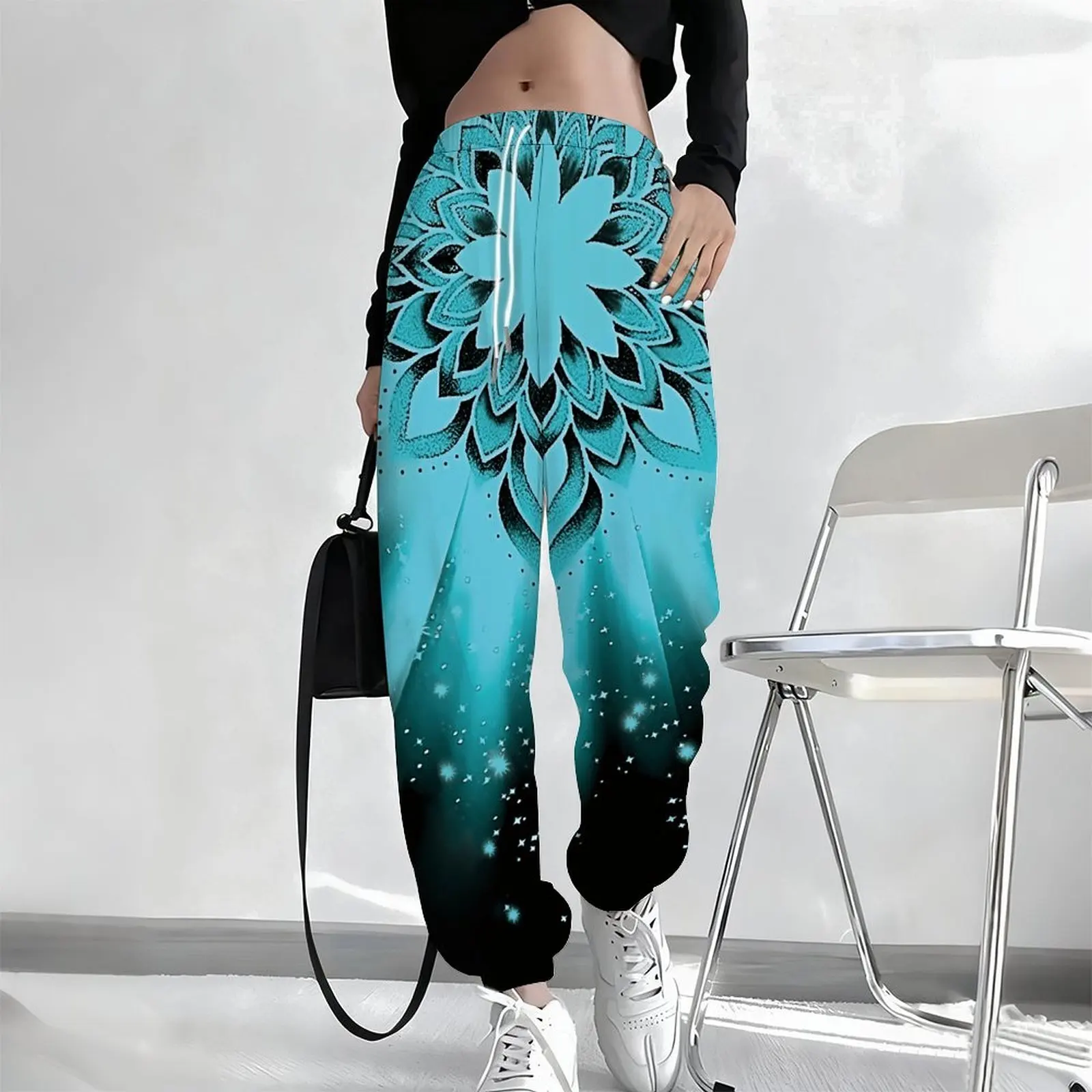 Winter Daily Casual Yoga Pants Printed Sportswear Pants Autumn Pocket Trousers Women's Fashion Drawstring Jogging Pants
