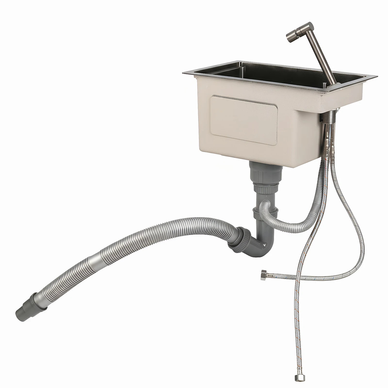 

16.9 X 9.8 X 8.7 Inch Small Kitchen Sink Undermount Drop-In Sink with Faucet 304 Stainless Steel for Outdoor Camper Prep Use