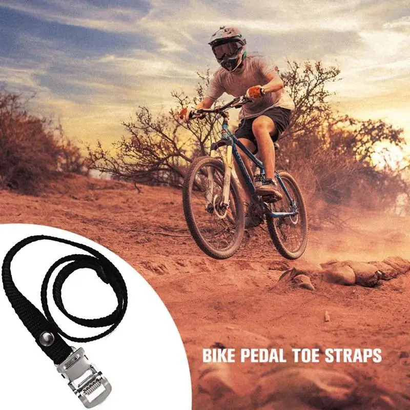 Bike Toe Straps Nylon Bike Pedal Strap With Clamp Lock Wear-Resistant Bicycle Nylon Toe Straps For Road Bicycle Mountain Bicycle