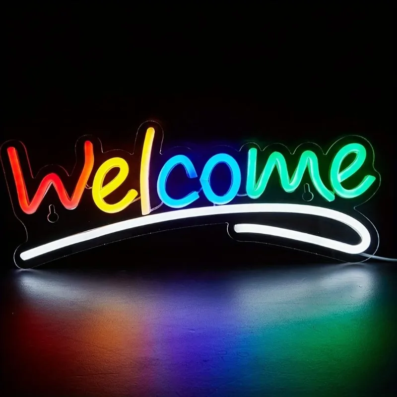 Welcome Cute Neon Sign USB Powered Neon Signs Night Light Wall Art & Game room Bedroom Living Room party Decor lamp for Children