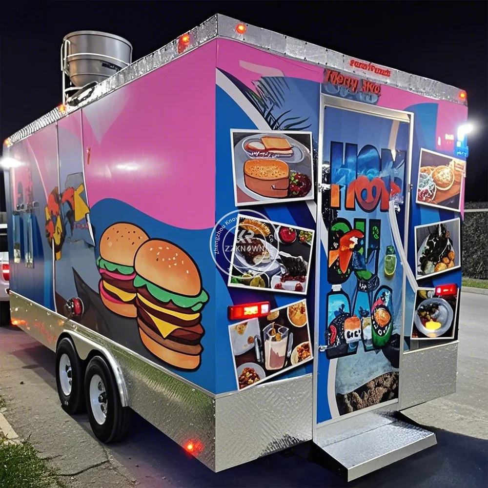 

Factory Price Stainless Steel Food Trailer Hot Dog Pizza Coffee Ice Cream Pancake Mobile Fast Food Cart With Fully Equipped
