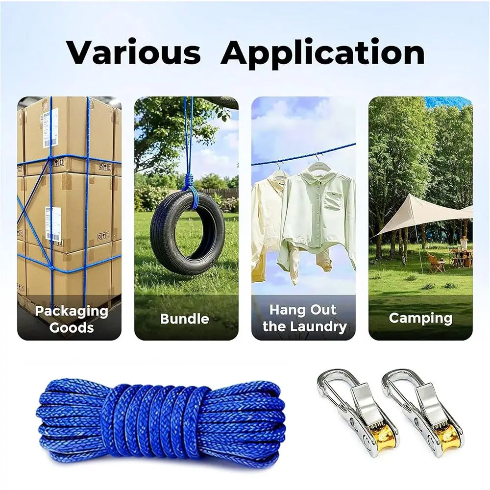 6pcs Retractable Buckle Rope Tightening Tool Quick Tensioning Adjustable Heavy Duty Tie Down Rope Adjuster Cargo Bundling