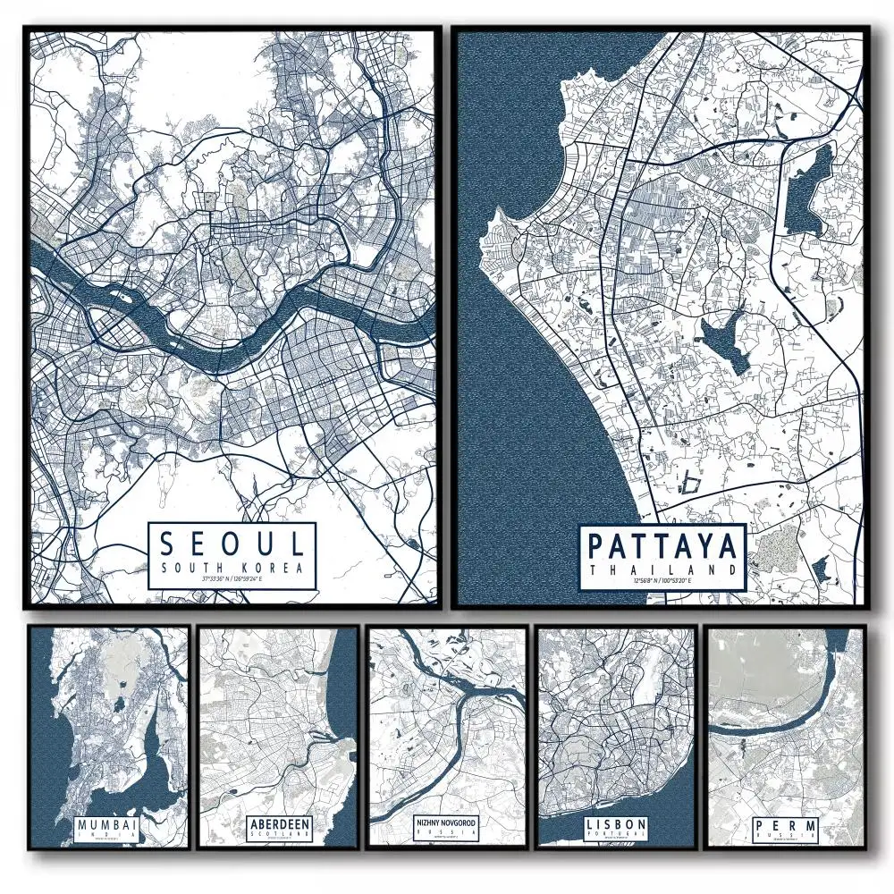 Mappa della città di New York, Milano, Londra, dipinto, calligrafia, stampa su tela classica, poster, decorazione da parete per la casa, regali per le vacanze