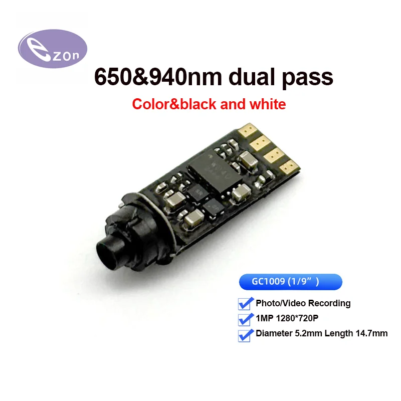 

1MP IR dual channel endoscope camera 5.2mm diameter industrial inspection pupil detection endoscope camera module