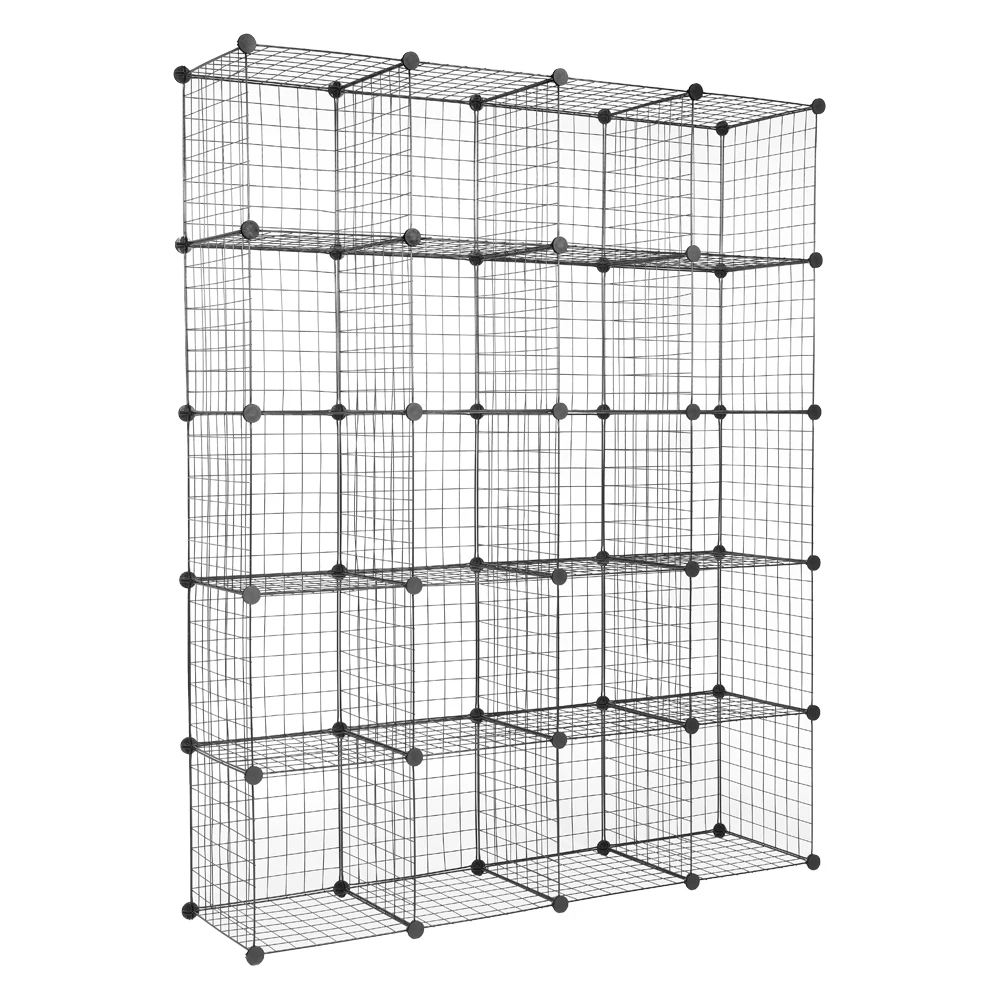 Multifuncional Wire Cube Prateleiras, 20-Cube Organizer, Metal Grade Cubbies Modular, Origami Design, Armazenamento e Estante