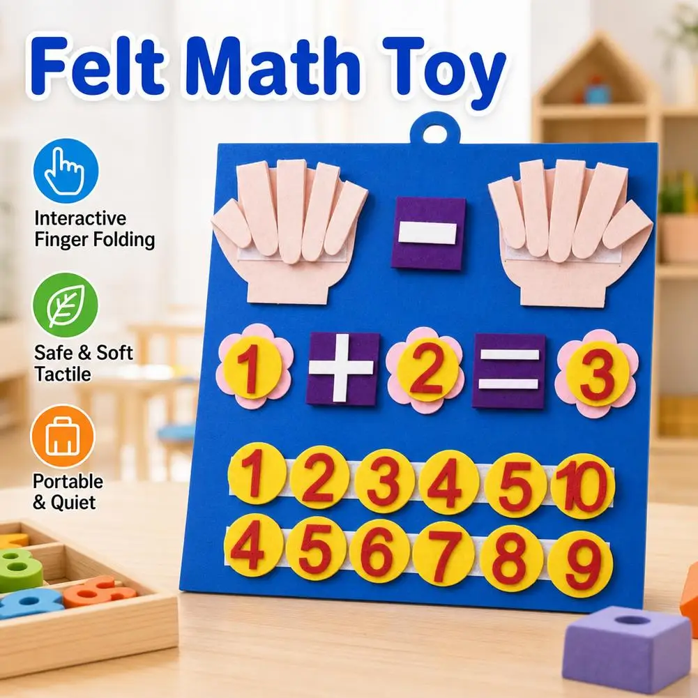 Montessori Math Toy Felt Finger Numbers Counting Early Learning Game Toddler Preschool Board Fine Motor Skill Kid Intelligence
