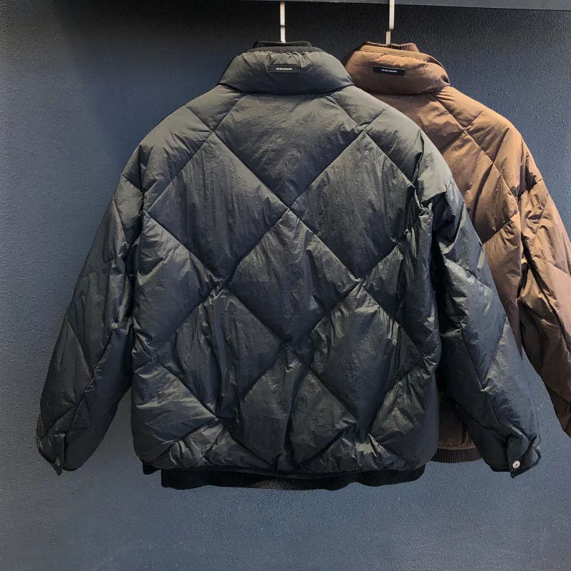 

Winter new men's retro down jacket with warm stand up collar, versatile, casual, simple and fake, two personalized clothes