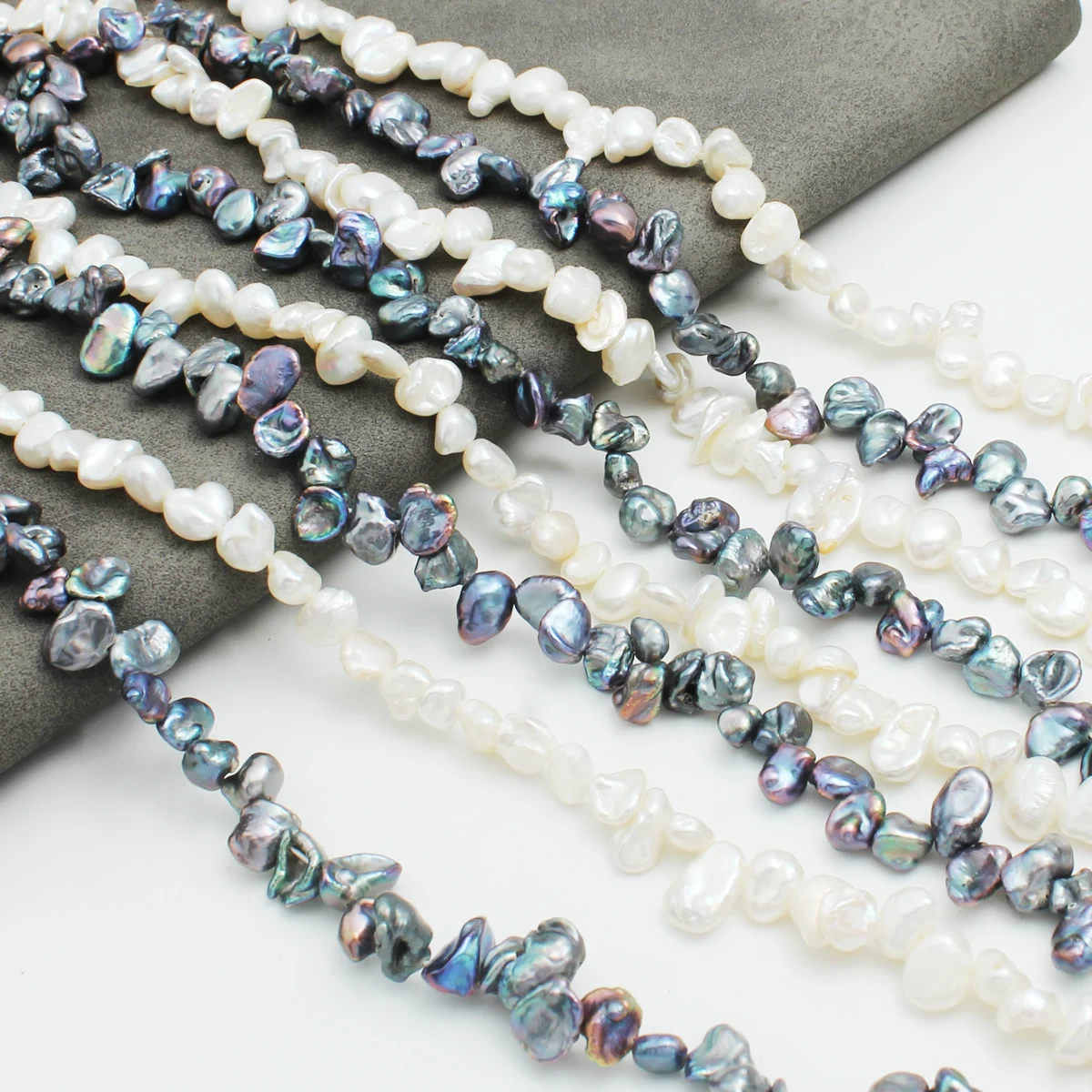 4-5mm black and white recycled beads, freshwater pearls, irregular shaped beads, DIY jewelry making, necklaces, bracelets