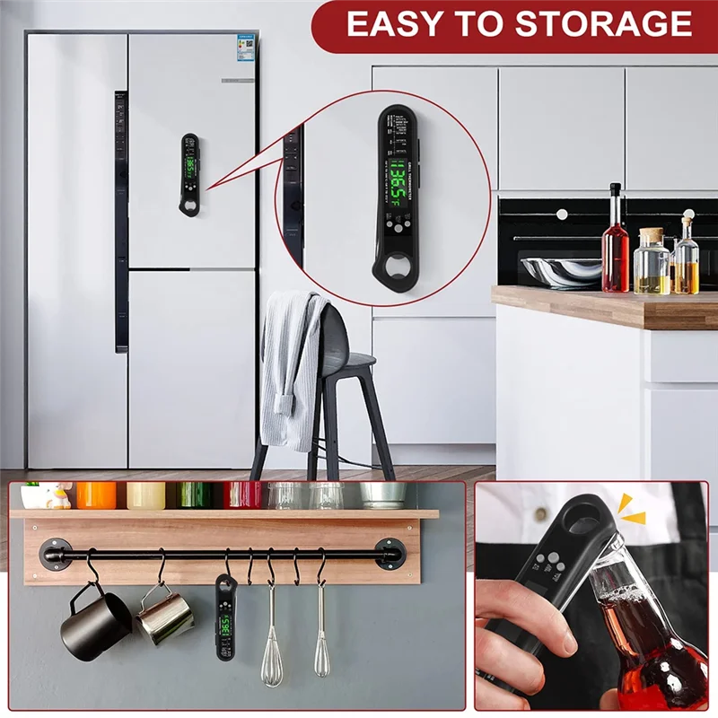 The New 3 in 1 Digital Meat Thermometer, Instant Read Food Thermometer with 2 Detachable Wired Probe,Calibration, Alarm Function