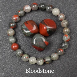 Natural African Bloodstones Beads Bracelet Men Women Real Gem Genuine Blood Stone Bracelet on Hand Lucky Natural Energy Jewelry