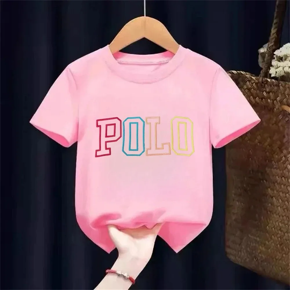 2026 Summer Kids Korean Style Simple 100% Cotton T Shirt for Children Trendy Letter Printed Tees Girls Daily Casual Sweatshirts