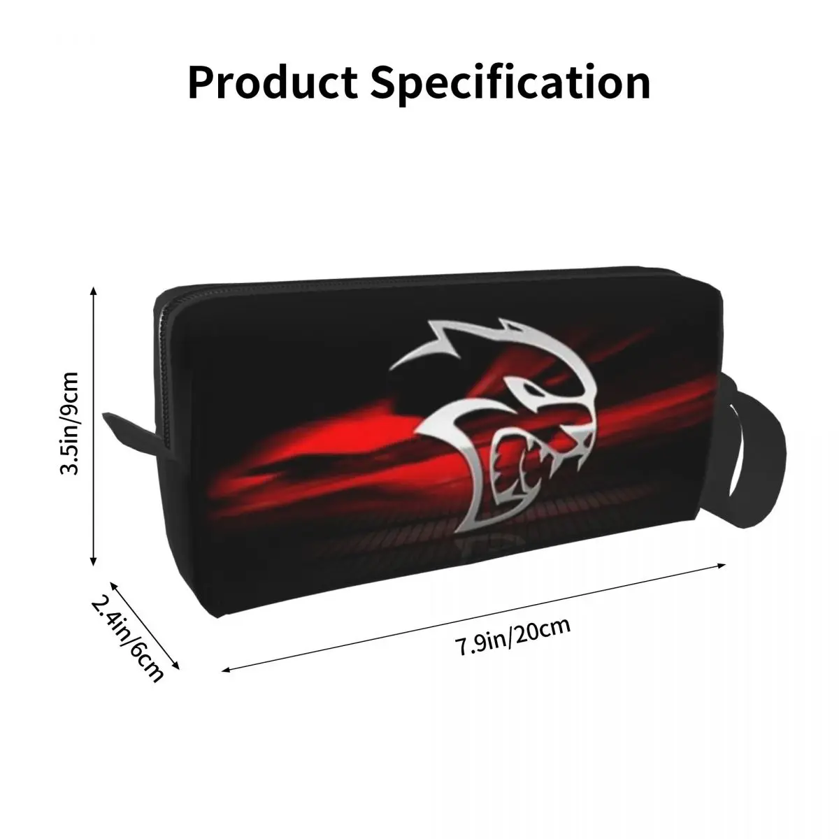 SRT Hellcat Demon Dodge Challenger Car Racing Makeup Bag Cosmetic Organizer for Women Beauty Travel Pencil Case