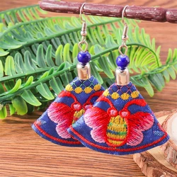 Bohemian Handmade Embroidery Bee Drop Earrings for Women Girls Party Holiday Jewelry Accessories