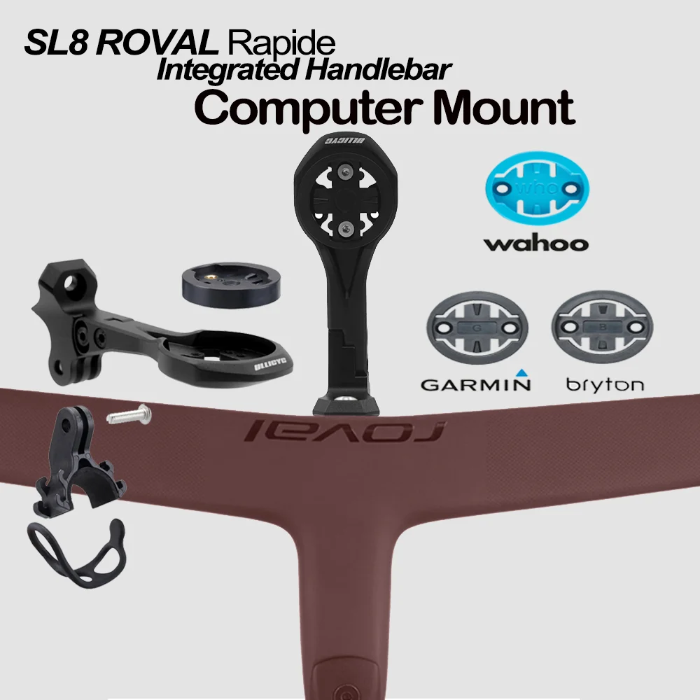 Bike Mount SL8 ROVAL Rapide Integrated Handlebar Computer Mount Compatible With Gopro/GPS/Garmin/Bryton/Wahoo Aluminum Alloy