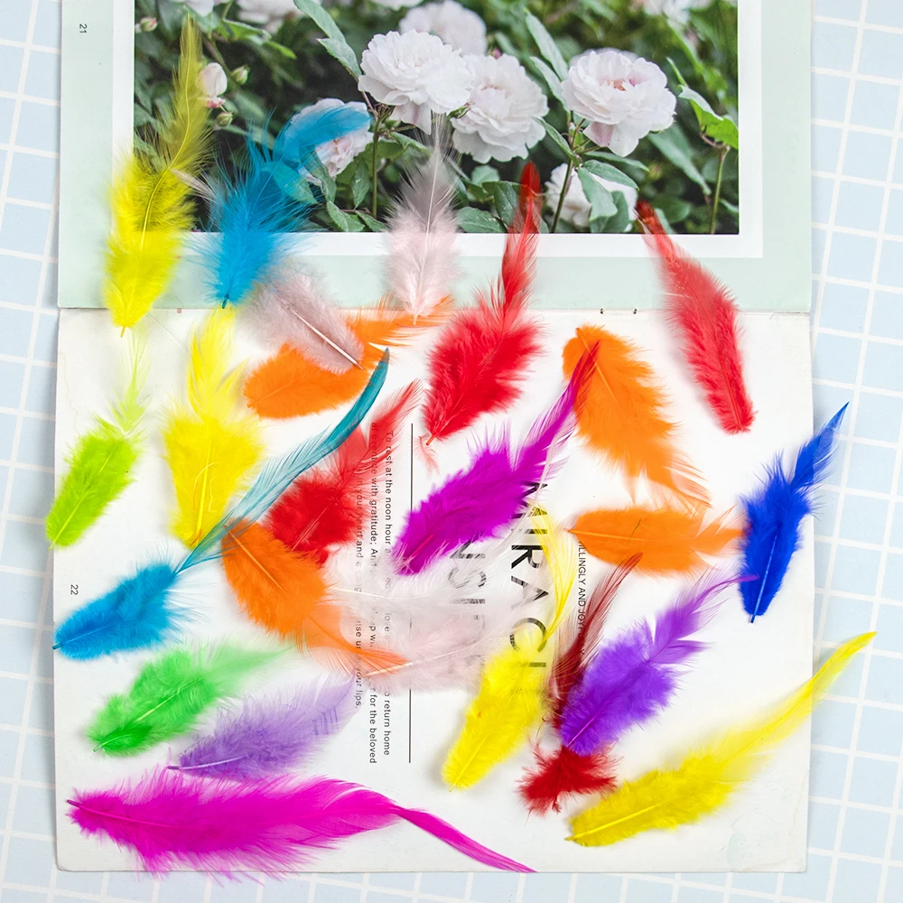 50pcs Colorful Chicken Feather 3-8 Inchs for Crafts Needlework DIY Wedding Dream Catcher Decor Small Rooster Plumes Accessory