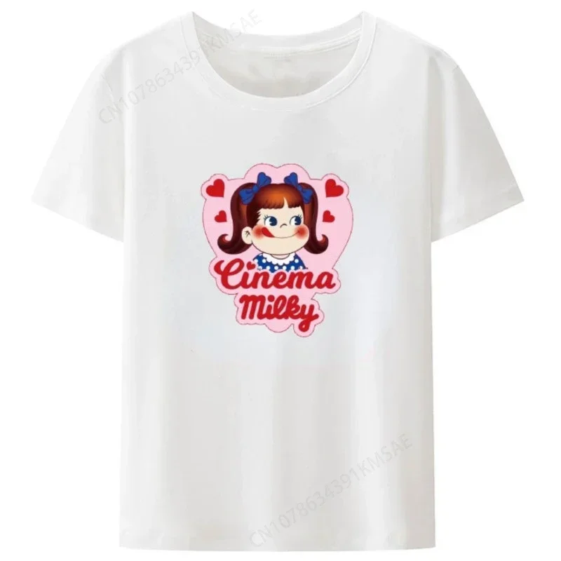 2025 new model Retro Milky Peko-chan Classic Graphic T Shirts Cotton Harajuku Punk Men's Clothing Women's T-shirt Kawaii T-shirt