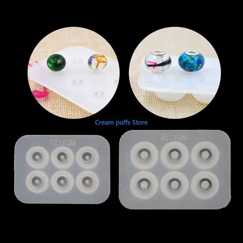50LE Diy Crystal Epoxy Mold 6 Grids Ball Earrings Bracelet Mirror Resin Beads Mold