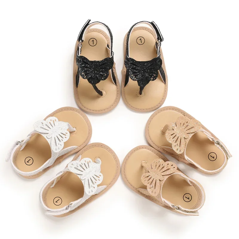 Chaussures d'été pour bébés filles et garçons, sandales papillon scintillantes, à la mode, 0 à 18 mois