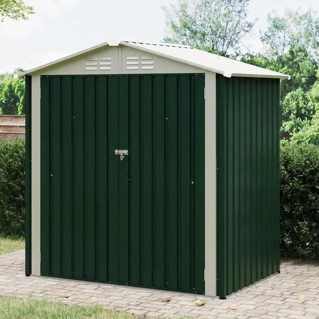6x4ft Metal Garden Storage Shed Lockable Doors Sloped Roof for Patio Backyard Lawn, Customized