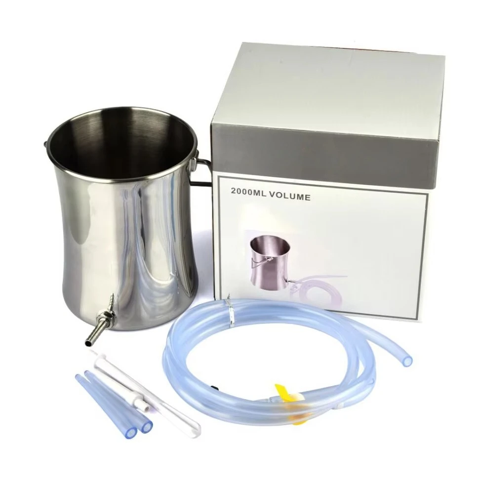 Professional 2L Stainless Steel Enema Bucket Kit for Enema Anal Cleaning Coffee Enema Flushing Bag Gynecological Washing