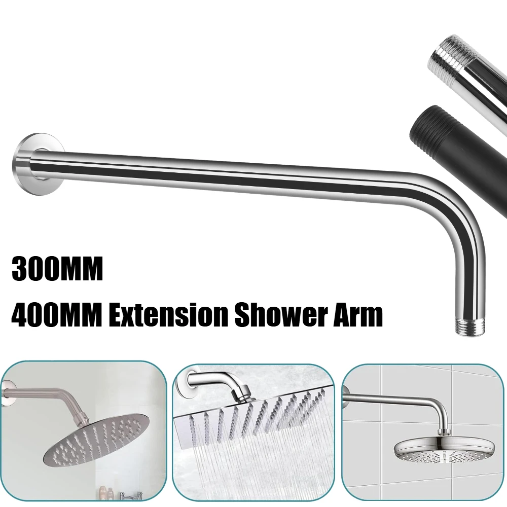 

12/16Inch Shower Arms with Flange Stainless Steel Wall-Mounted Shower Head Arm for Fixed Shower Head Bathroom Replacement Parts