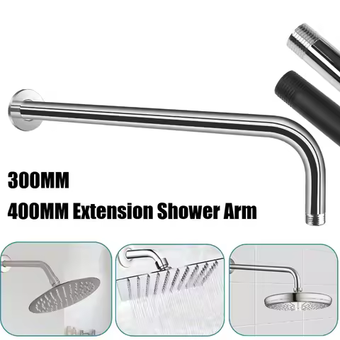 12/16Inch Shower Arms with Flange Stainless Steel Wall-Mounted Shower Head Arm for Fixed Shower Head Bathroom Replacement Parts