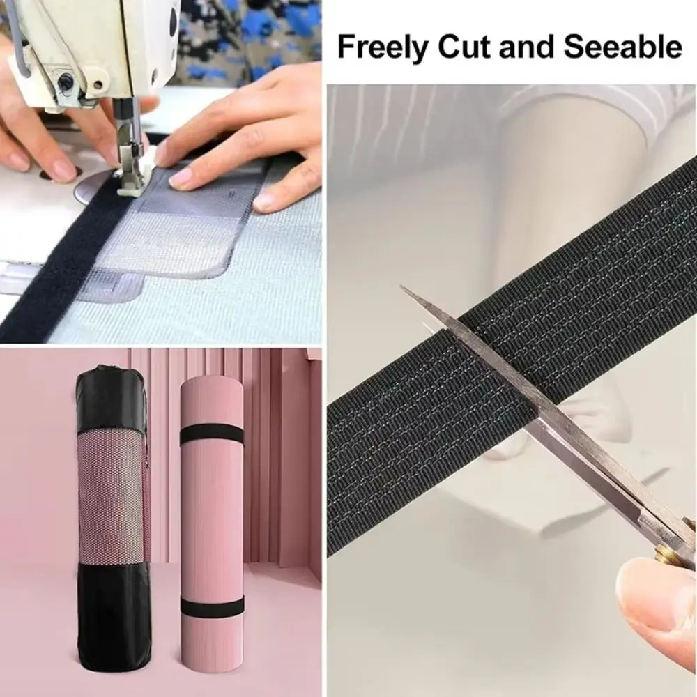 Nylon Material Hook Loop Straps Free Cut Length With Buckles Self Adhesive Straps Adjustable Reusable Cable Ties