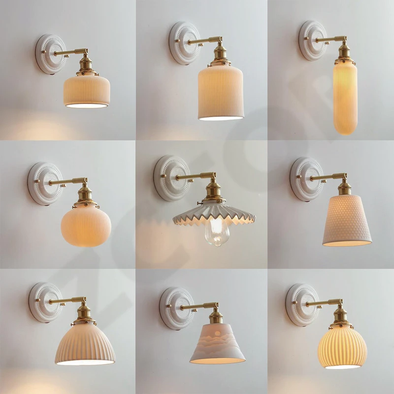 Modern Striped Ceramic LED Wall Lamps Loft Bathroom Mirror Decoration Bedside Lamp Interior Hallway Aisle Wall Light Sconces