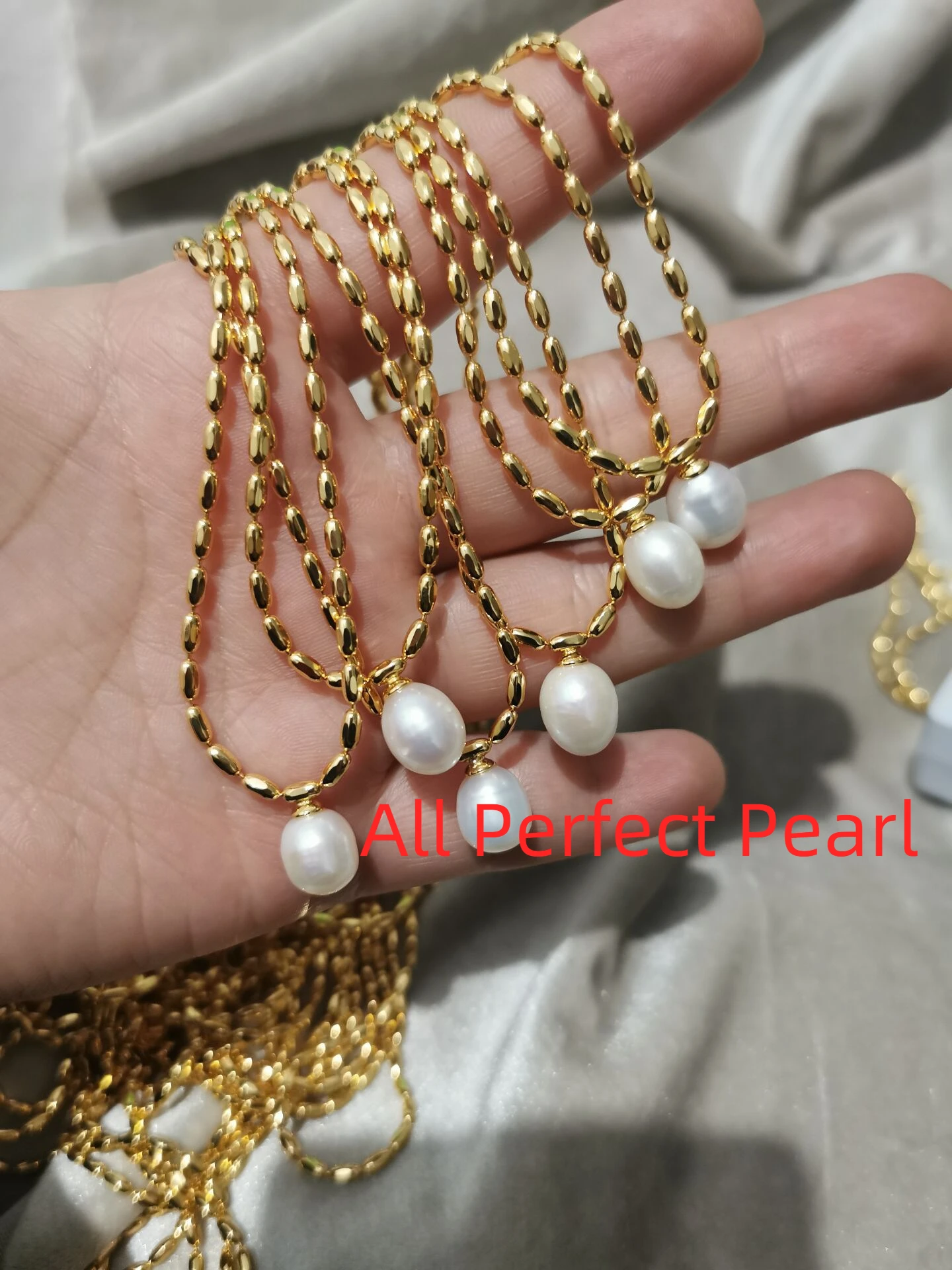 Titanium With 18K Gold Beads Chian Real Pearl Choker Necklace Designer T Show Runway Gown Rare INS Japan Korean Boho Top 3
