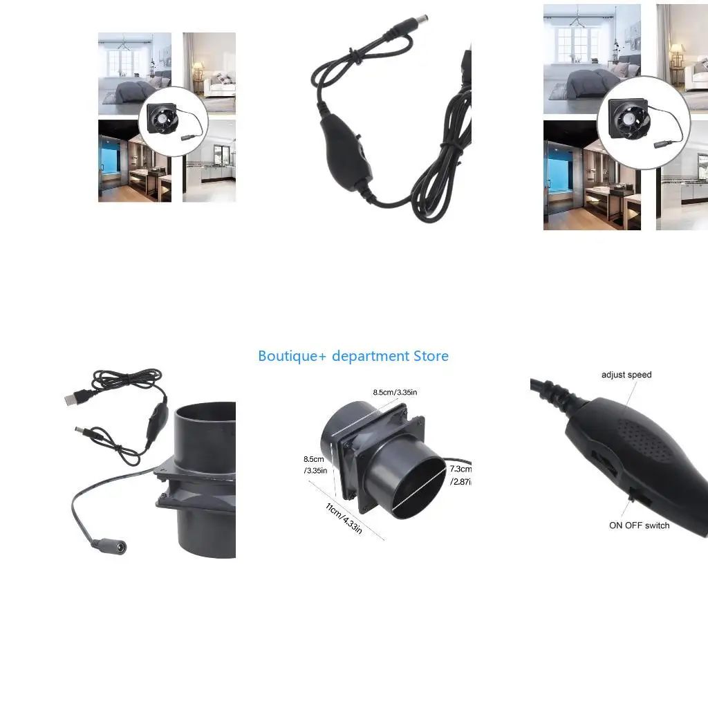 E1PD High Performances 55CFM Inline Duct Fan With USB Speed Controller For Soldering Stations Bathroom Air Circulations