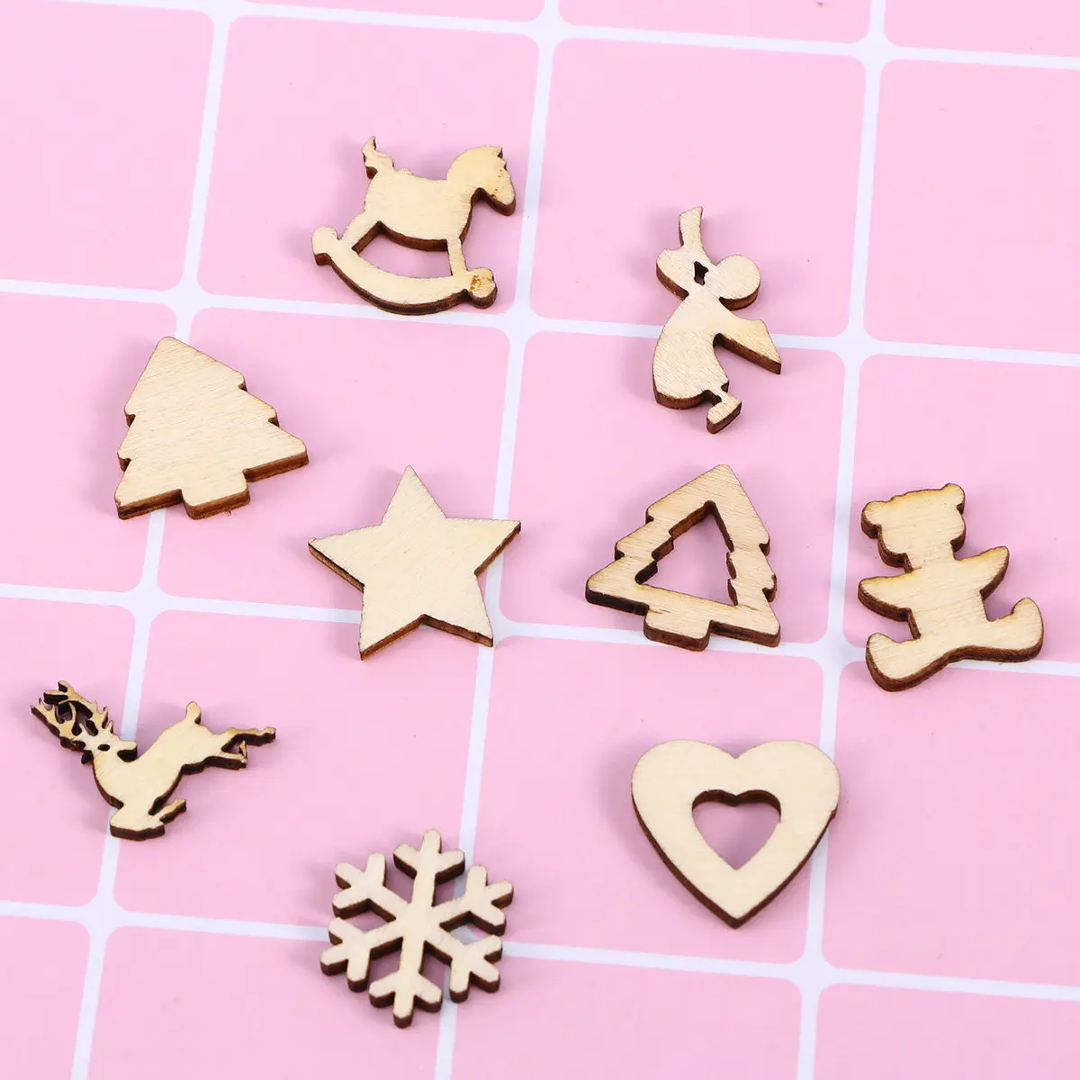 

100 шт. деревянных рождественских украшений, праздничные подвески для елки, стены, двери, деревянный декор для Рождества, украшения для елки