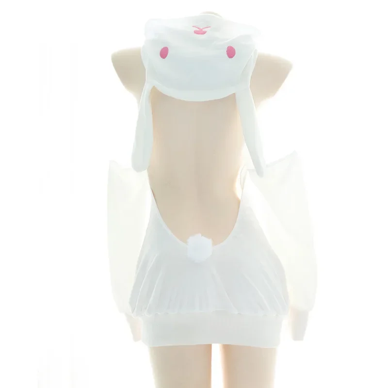 Pyjama à capuche dos nu avec patte de chat pour femme, sweat à capuche sexy, body Kawaii, pull en peluche, sous-vêtements Anime Bunny Girl Cosplay, Gelwomen