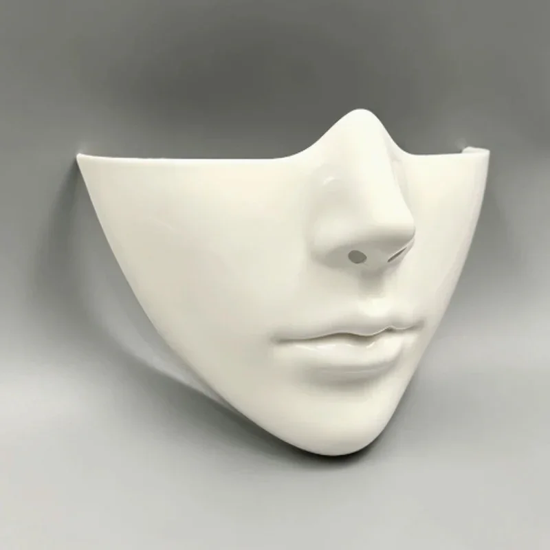 Kreative Punk Halbgesichtsmaske Halloween-Requisite Masken-Zubehör Cosplay Party Karneval Fasching Kostüm-Requisiten Weiße Schwarze Blutmaske – Detail 9
