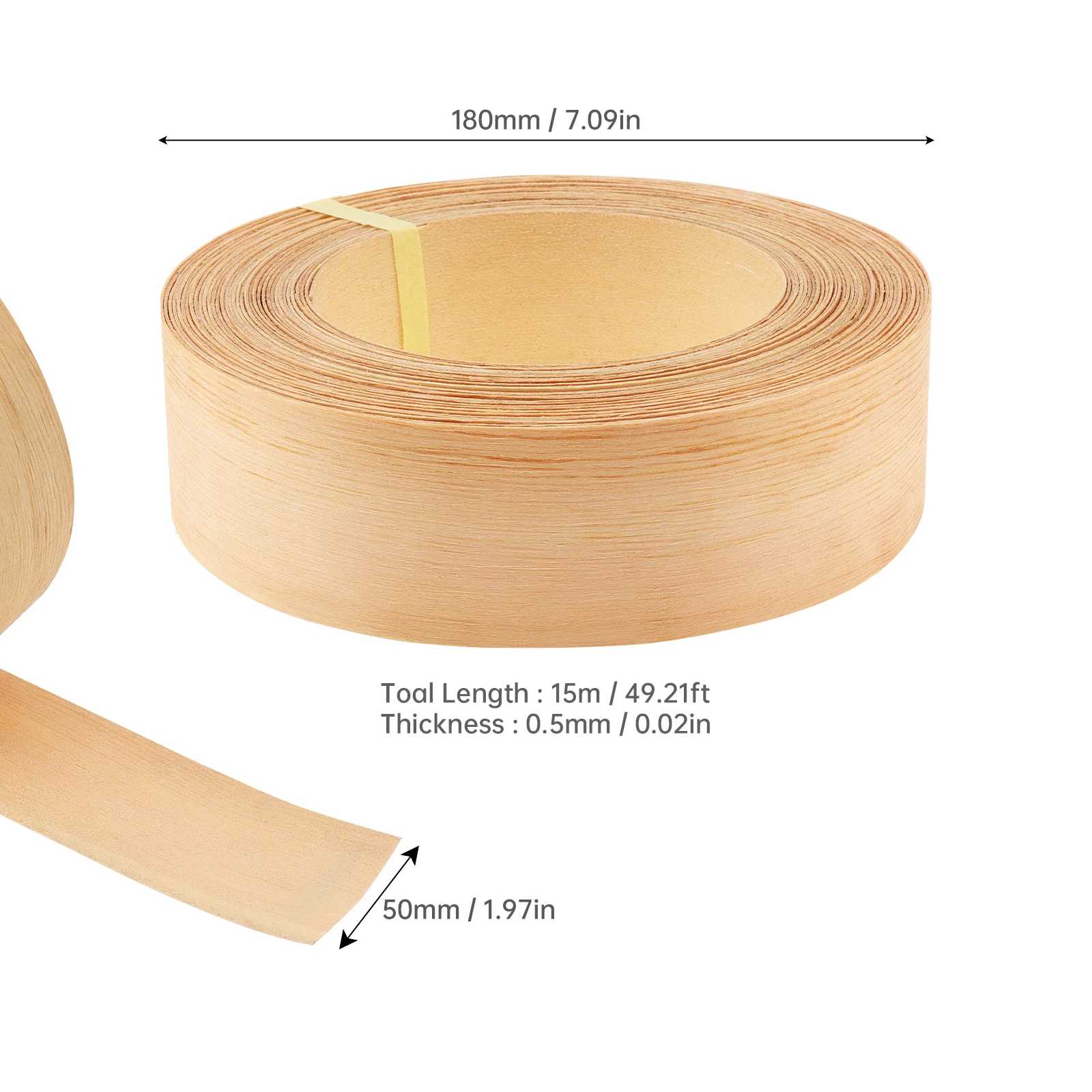 1 pc 2 Inch X 50 Feet Wood Strip Pre Glued Pine Edge Banding Tape for Cabinet / Table / Door