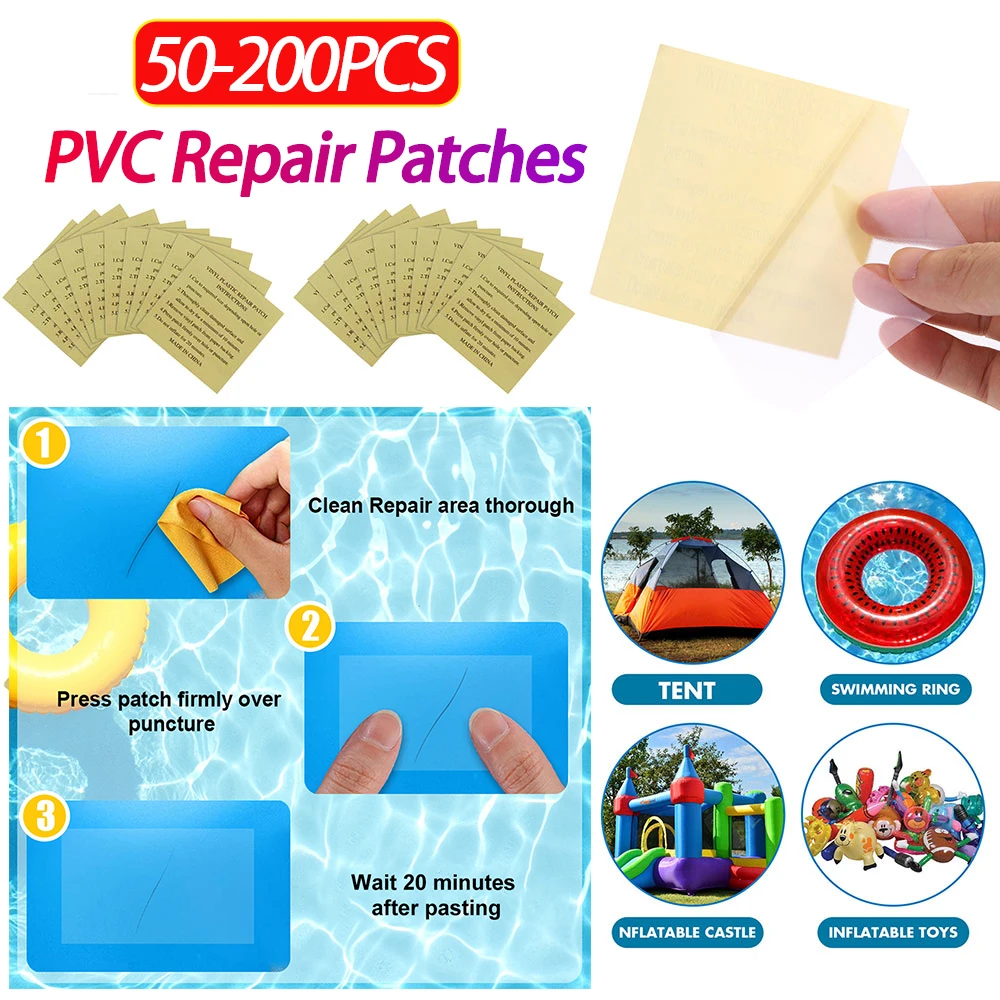 Parches Autoadhesivos de PVC para Reparación de Piscinas, Adhesivos para Reparar Revestimientos de Piscinas, para Productos Inflables, Botes, Balsas y Anillos de Natación