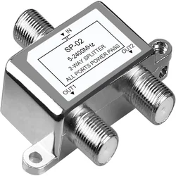 Digital 2-Way Coaxial Cable Splitter 5-2400MHz RG6 Compatible 2 Port Coax Splitter for Satellite Cable TV Antenna System