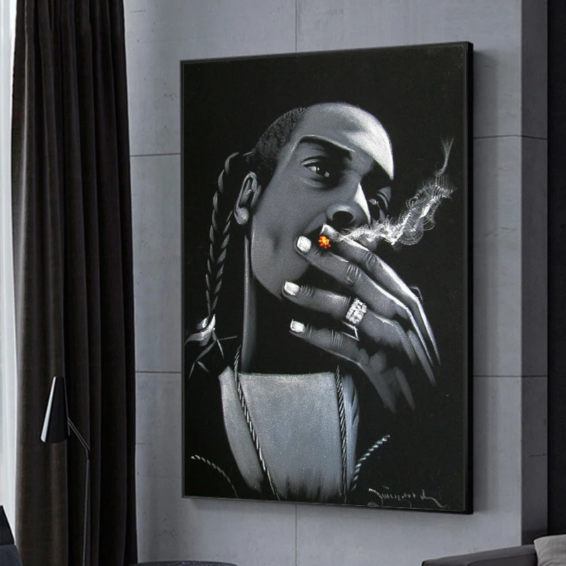 Rapper Snoop Dogg Photo Canvas Posters Black and White Canvas Print Art Mural for Modern Home Boy Bedroom Decoration Gifts