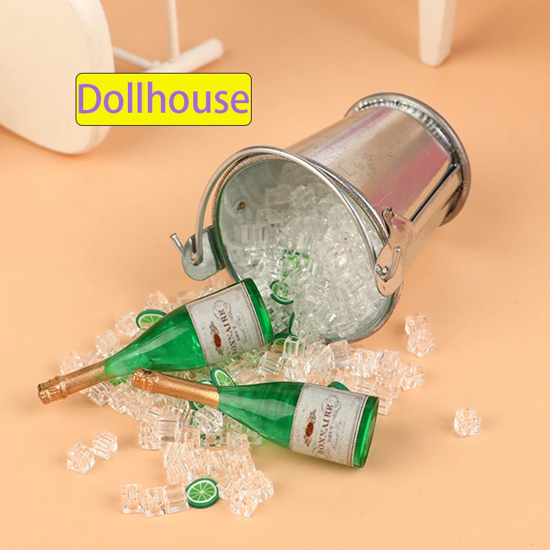 ชุดบ้านตุ๊กตา 1/12 ชุดถังน้ำแข็งเบียร์ ของตกแต่งบ้านตุ๊กตา มินิบาร์ ของเล่น อุปกรณ์เสริมบ้านตุ๊กตา