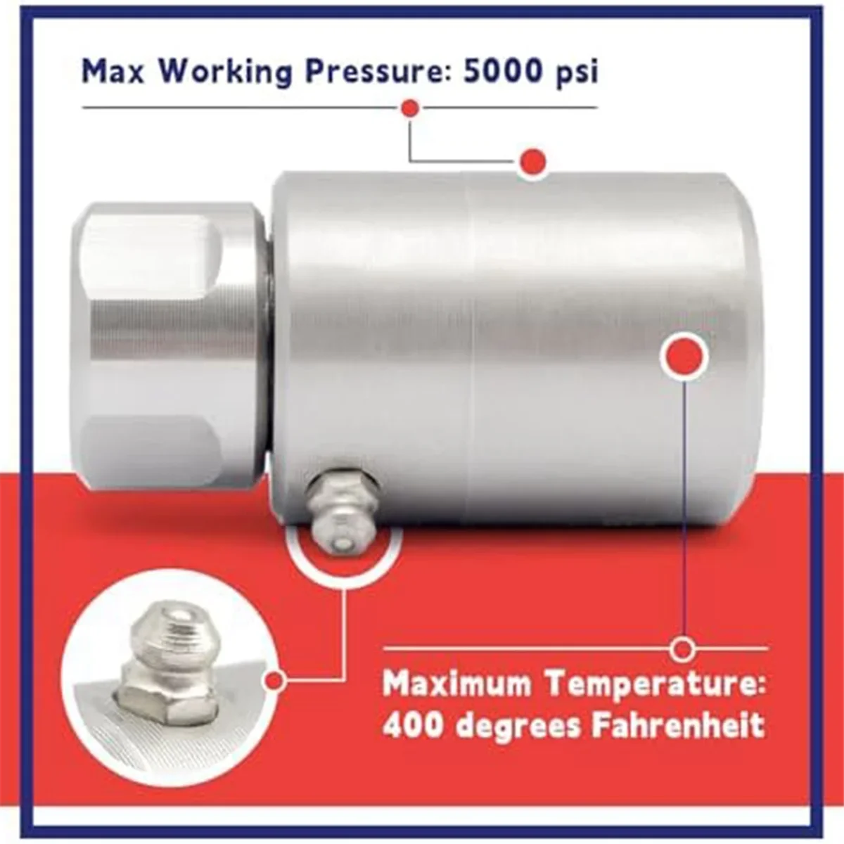 Поворотная катушка для шланга диаметром 1/2 дюйма 5024-Ni-AL FXF — сверхмощная сталь со смазным фитингом для промышленных вращающихся единомов Поворотная катушка для шланга диаметром 1/2 дюйма 5024-Ni-AL FXF — сверхмощная сталь со смазным фитингом для промышленных вращающихся единомов