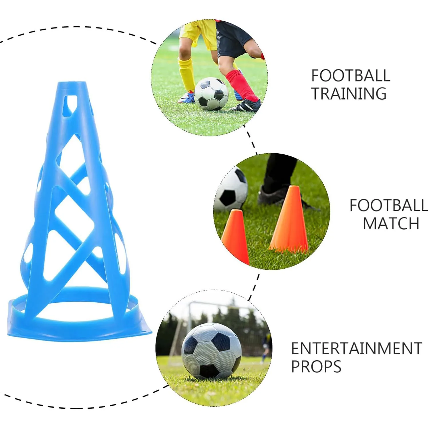 Cones de treinamento de futebol para crianças e adultos Marcadores de basquete, Field Marker Holder Cones, Speed Grab Brocas e Treinamento 10Pcs