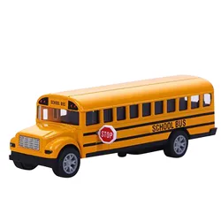 School Bus Model Children's Toy Car Ornaments Pull Back Car Model