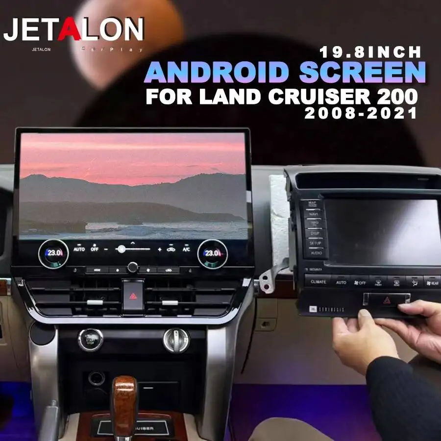 

Для Toyota Land Cruiser 200 LC200 2008-2021 мультимедийный видеоплеер Carplay GPS-навигация 19,8 "сенсорный экран, головка Uint WIFI 4G