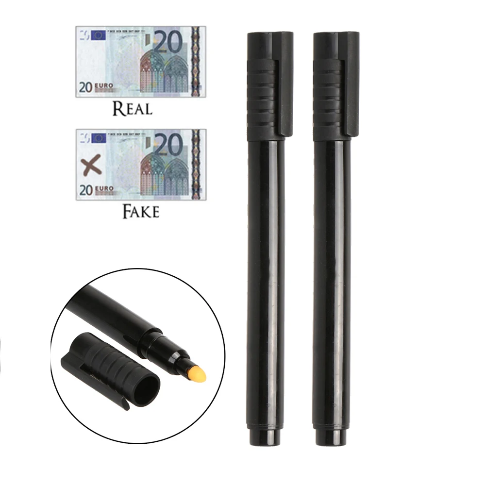 2pcs Banknotes Checkering Tools Portable Mini Currency Detector Pen Lightweight Banknotes Tester Pen Graffiti for Euro Pound