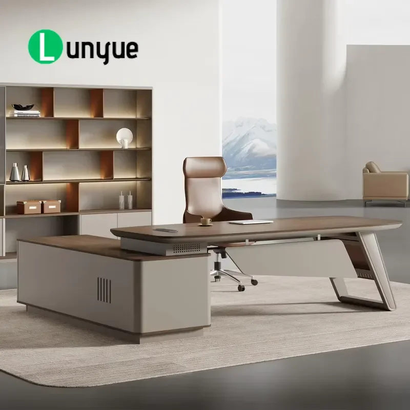 Modern L Shaped Office Desk Wooden Corner Table for Executive Administrative Workstation Commercial Furniture Space Saving